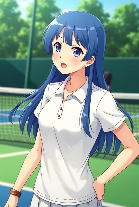 Fire Emblem, Lucina wearing a Polo while playing Tennis. After beating her boyfriend he fully pops his girlfriends polo collar up now its higher than her head