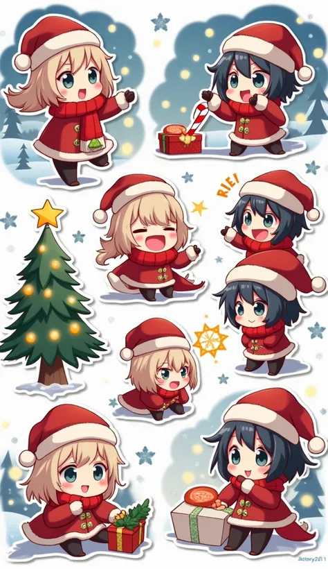 Christmas anime stickers 