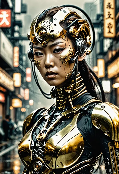 (lesbian, cyborg asian cybernetic organism 32k--9:16 --ar) wideshot, twin cyborgs kissing, lesbian wife kiss, cyborg lesbians, twins kissing, perfect serious asian female  face , gold cyborg body with black wireds and hoses,  hires professional photography...