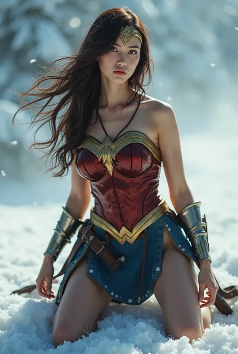 Japanese、cute、Wonder Woman。 Brown Hair、masterpiece、beautiful girl、Beautiful Eyes、Swollen eyes、A ray of hope、Best Quality、超High resolution、(reality:1.4)、Cinema Lighting、so beautiful、Wonder Woman cosplay。 so beautiful顔。 Japanese、10th Generation、Beautiful whi...