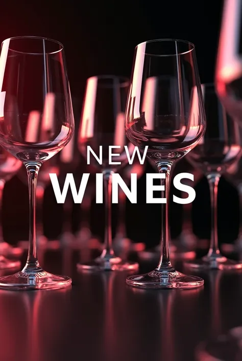 a banner saying news wines with a drawing of wine glasses around it in excellent quality 8k
