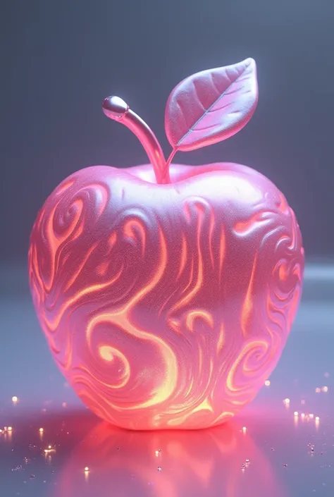 A platinum pink apple with swirls on the skin