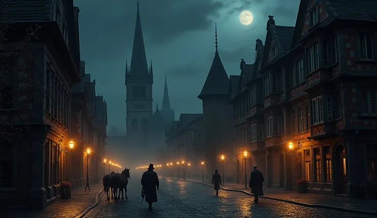 ancient german night cityscape