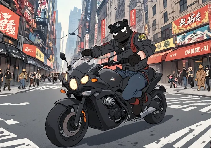 big bad black frog riding motorcycle in gwanghwamun square + chinatown on new york city