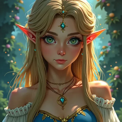 a beautiful detailed princess zelda, extremely detailed eyes and face, long eyelashes, intricate masterful digital painting, portrait, highly detailed, cinematic lighting, dramatic fantasy, vibrant colors, ethereal, epic, photorealistic, 8k, best quality