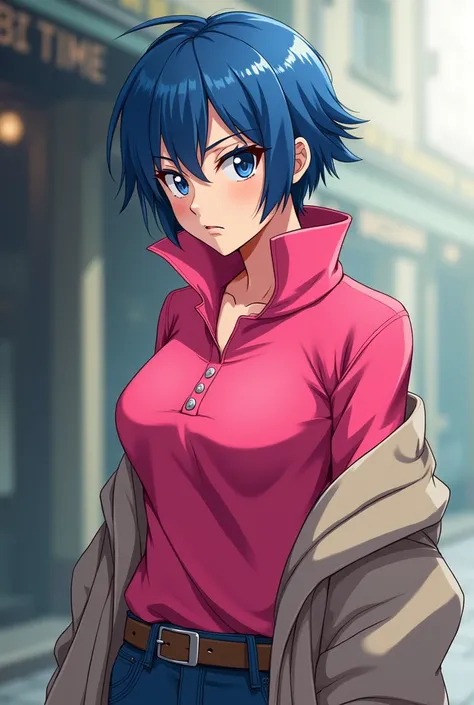 Fire Emblem Lucina wearing a Massive popped collar polo being a douchebag with a sweater tied around her shoulders