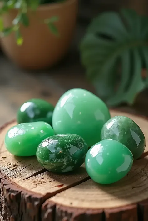 various jade gemstone on top of a wooden table pc wallpaper