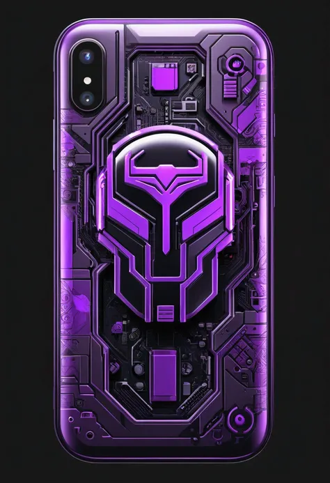 An icon with a black background and its design in the purple cyberpunk style, it looks like a png, and it must be a smartphone logo