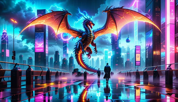 Cyberpunk Metropolis At Night (32K Ultra-Resolution): A 32K Ultra-Resolution Masterpiece, Supreme Quality, Super-Detailed, Official Art. A Neon-Lit Futuristic Cityscape Glows Under A Deep, Stormy Sky. Skyscrapers Stretch Into The Heavens, Connected By Glas...