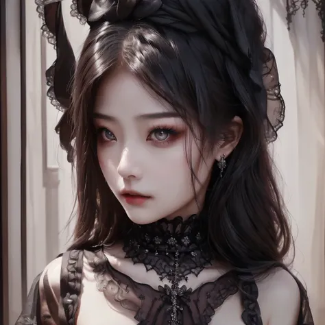 1girl,Handsome face、Face close-up、(((The finest details、Best Quality、Masterpiece、Super detailed、High definition、The best composition、Perfect Anatomy)))、Gothic Style、Gothic style、