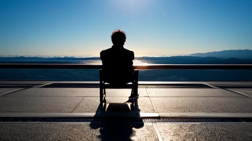 Sit down、Person in thought、silhouette、Wide angle