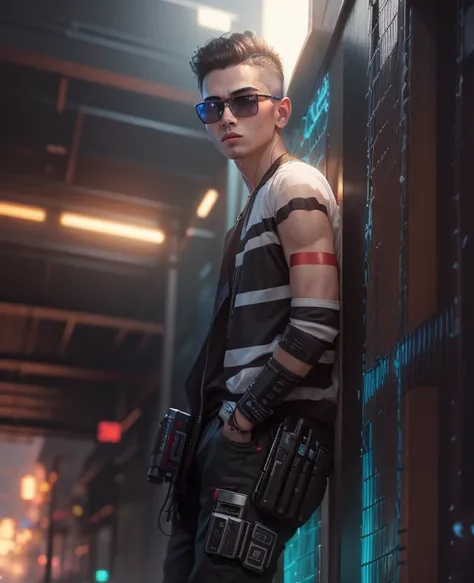 Change beground cyberpunk handsome boy realistic face