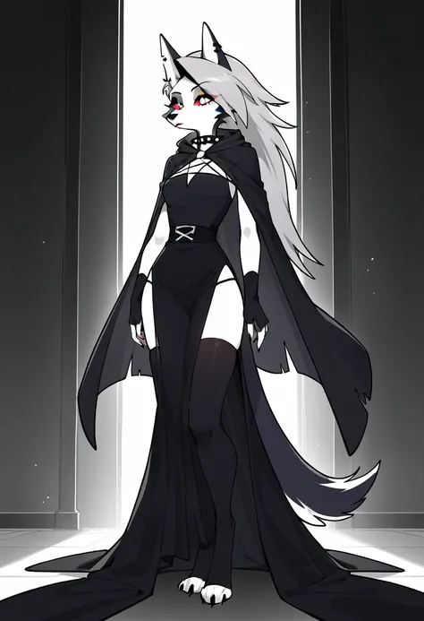 score_9, score_8_up, BREAK, source_anime, (1girl, solo), perfect body, slim, thigh highs, fingerless gloves,
anthro, robe, furry, cape covering full body, long skirt, pose, sexy, black cape and cloak, hood up, standing, room
Loona (Helluva Boss), 