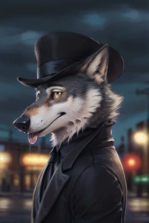 cute cartoon of a (gary \(zootopia\)) using a small black coke hat 19th century,  red carpet, suit, black tie, \(suit\), break b...