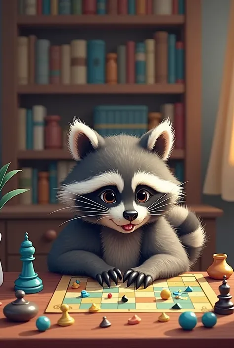 A raccoon who likes board games