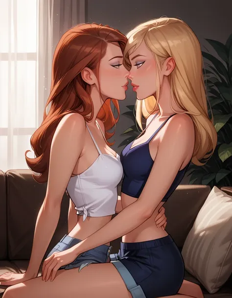 score_9, score_8_up, score_7_up, dcaustyle, source_cartoon, 2girls, duo, couple, yuri, (kara zor-el, blonde:1.3) and (barbara go...