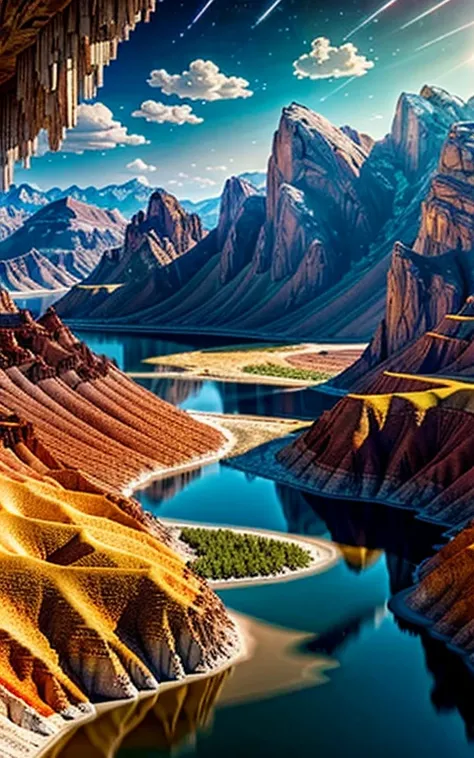 masterpiece, Best Quality, High image quality, Very detailed Cg Unity 8K wallpaper,Ecological Landscape ,a valley forgotten by time,Huge,,Baking Soda Lake。,Tamarind,Miniature,Award-winning photography, Bokeh, Depth of written boundary, high dynamic range, ...