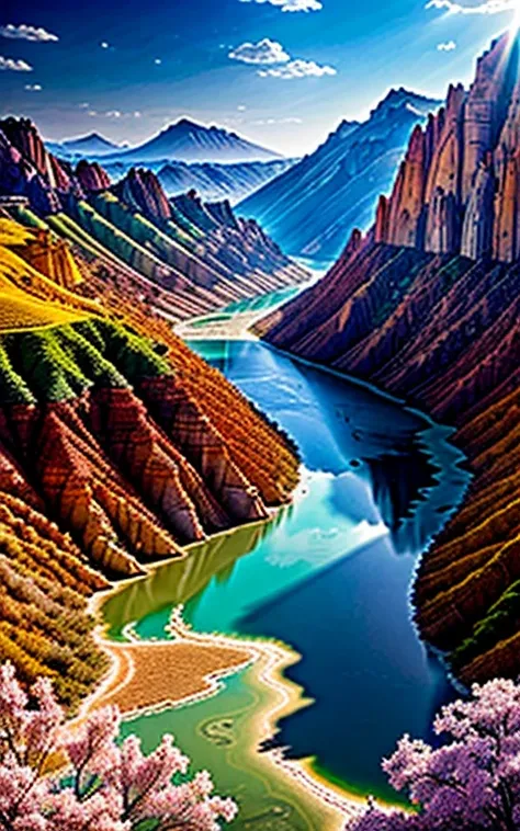 masterpiece, Best Quality, High image quality, Very detailed Cg Unity 8K wallpaper,Ecological Landscape ,a valley forgotten by time,Huge,,Baking Soda Lake。,Tamarind,Miniature,Award-winning photography, Bokeh, Depth of written boundary, high dynamic range, ...