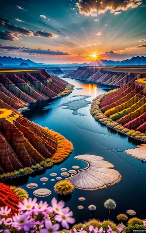 masterpiece, Best Quality, High image quality, Very detailed Cg Unity 8K wallpaper,Ecological Landscape ,a valley forgotten by time,Huge,,Baking Soda Lake。,Tamarind,Miniature,Award-winning photography, Bokeh, Depth of written boundary, high dynamic range, ...