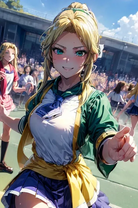 8k(Spotlight:1.５)8k(Dancing:1.７)8k((A sloppy smile,What we are looking for,Face mischievous face,The facial expression is accurate,Green Eyes))8k(((((High school girl,High school girl)))8k((Anime Style,Green Eyes,左The depiction of the eyes is excellent,The...