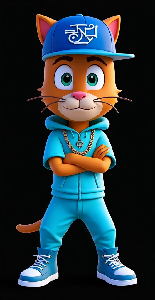 He is king Catboy from PJ Masks Pixar Rapper Blue Cap, Animated style, 