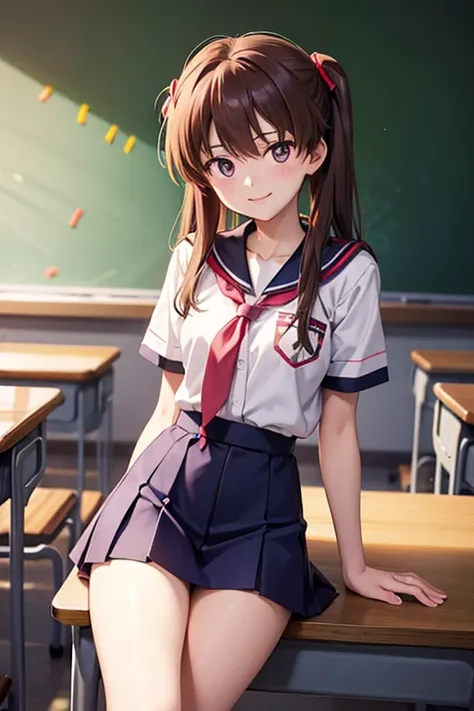 Neon Genesis Evangelion Asuka Uniform Smile School Classroom