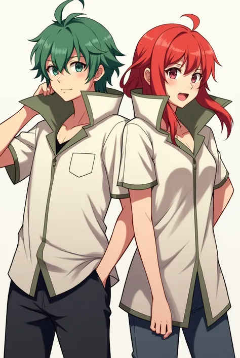 Fire Emblem Alm who has green hair and Celica who has red hair are both wearing a Massive Popped Collar Polo