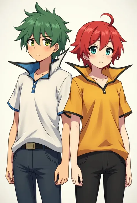 Fire Emblem Alm who has green hair and Celica who has red hair are both wearing a Massive Popped Collar Polo