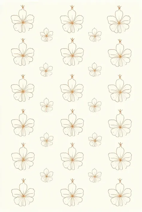 make me a simple batik motif sketch,easy to draw and many,The motif uses small hibiscus flowers arranged in rows.,The image does not need to be colored because it is just a sketch