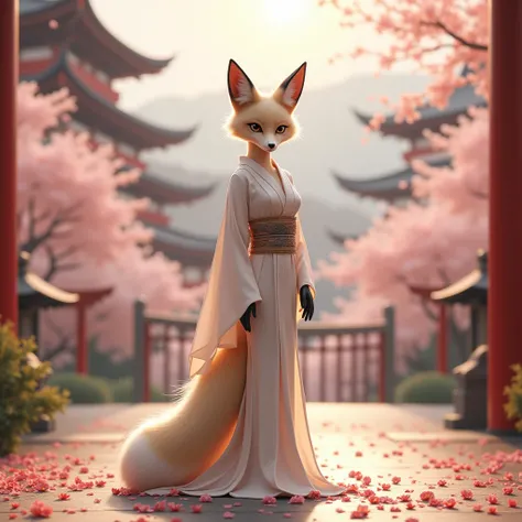 (Fox Wedding in Live-Action) A seductive bipedal fox wearing a pure white kimono