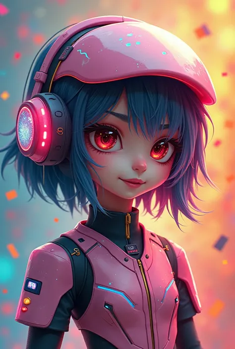 create the super powerful cutie with a headset colorful