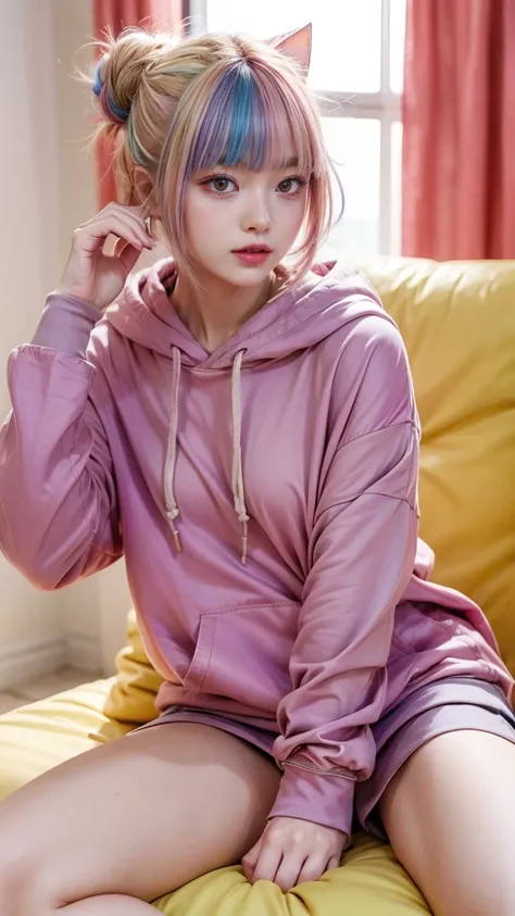 Toga himiko, (best quality, absolutely resolution, ultra detailed, masterpiece), (photo realistic), 8K, BREAK (detailed face), delicate realistic skin texture, (smile), 1girl, young woman, 20yo, delicate eyes, ((beautiful doe eyes, cat-like eyes)), (heavy ...