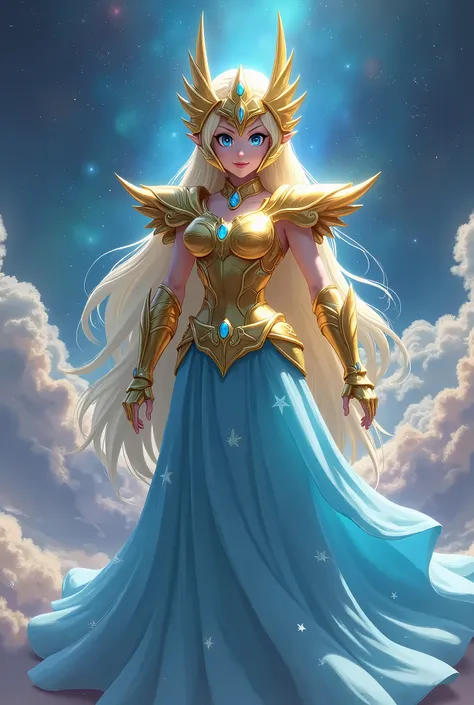 Rosalina from Marios game, wearing a pegasus armor from Saint Seiya series