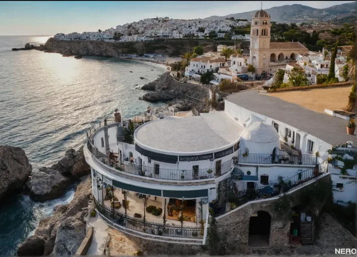 Text in the left corner on top of the image, "I 💖 Nerja" and a Text in the rigjt corner on the bottom of the image "NERO",  everything in transparent background with a white background. 