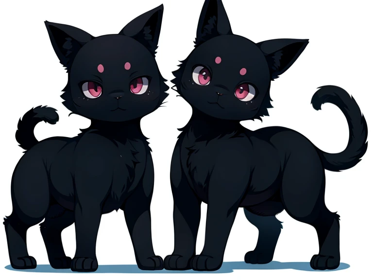 ((Quadrupedal)), a all-black she-cat, animal, round eyes, Ghibli style, best quality, high quality, (no background), white background, character design, 1 character