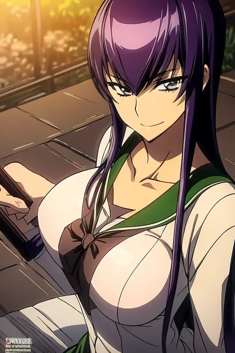 saeko busujima , garota marinheira sentada em uma cama segurando uma garrafa  de vinho bêbada 
 artgerm extremamente detalhado, ...