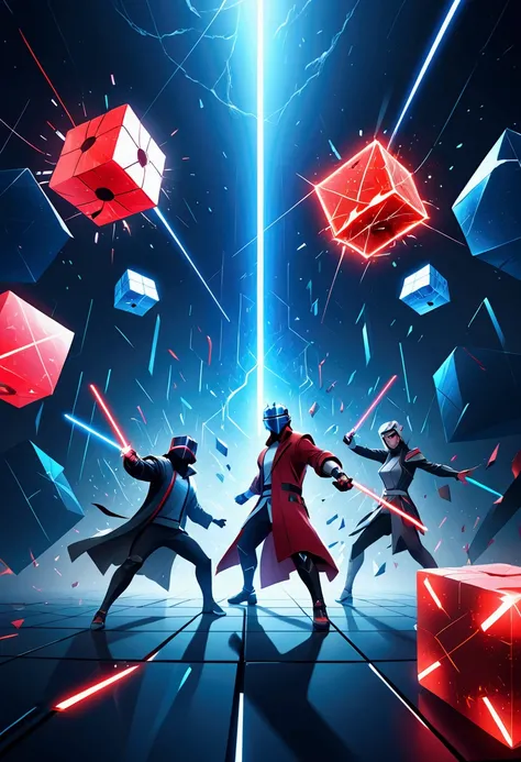 beat saber multiple heroes cut the cubes special effects wallpaper 