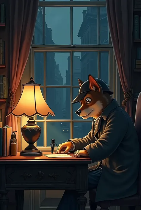 cover page, highres, top quality, best quality, paid reward available, unparalleled masterpiece, perfect artwork, absurdres, High-quality illustrations(2boys, buddy, kemono, furry, anthro)Details of antiques and books in Holmes’ apartment study, Tense mome...