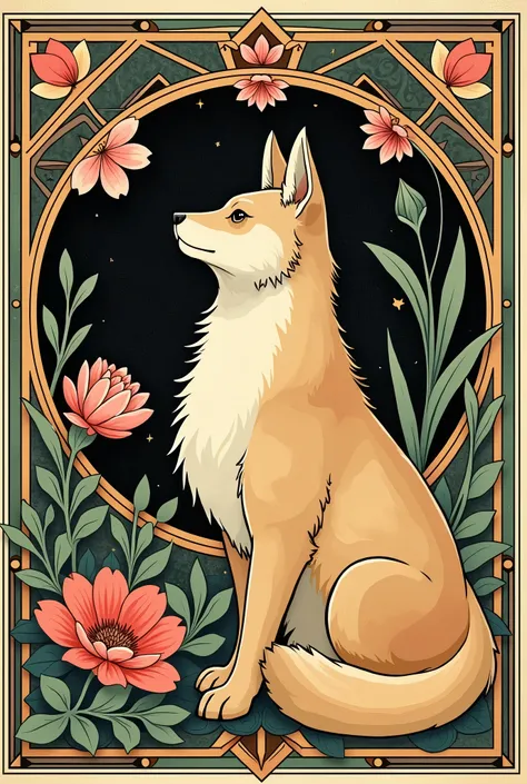 top quality, best quality, logo mark, stamp, Geometric pattern, vector-art, High-quality illustrations by Alfons Mucha, masterpiece(kemono, furry anthro)flower,