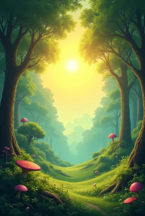 a landscape background for a Facebook post that is related to magic and has green and yellow color
