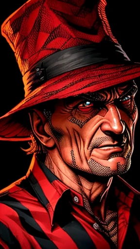 Um  homem freddy krueger com foco no rosto