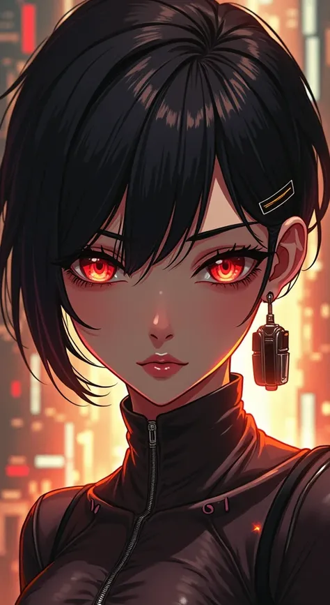 A bad ass anime girl, beautiful detailed eyes, beautiful detailed lips, extremely detailed face, long eyelashes, intricate details, highly detailed, cinematic lighting, dramatic shadows, neon cyberpunk city, dynamic pose, anime style, digital art, 8k, hype...