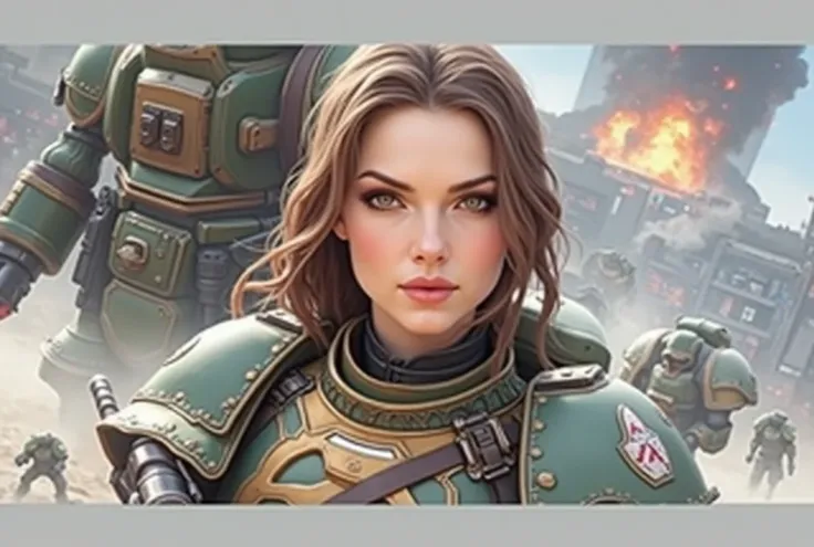 1girl, close shot professional photo of a woman, extremely detailed skin texture, extremely detailed eyes, extremely detailed hair, rifle, sword, laser gun, green military uniform, collar, soldier, astra militarum, imperial guard, warhammer, wh40k, Abh1l4s...