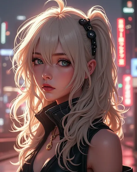 A bad ass anime girl, beautiful detailed eyes, beautiful detailed lips, extremely detailed face, long eyelashes, intricate details, highly detailed, cinematic lighting, dramatic shadows, neon cyberpunk city, dynamic pose, anime style, digital art, 8k, hype...