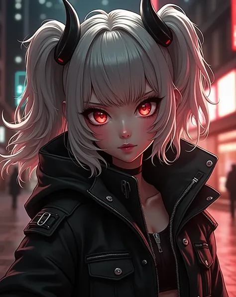 A bad ass anime girl, beautiful detailed eyes, beautiful detailed lips, extremely detailed face, long eyelashes, intricate details, highly detailed, cinematic lighting, dramatic shadows, neon cyberpunk city, dynamic pose, anime style, digital art, 8k, hype...