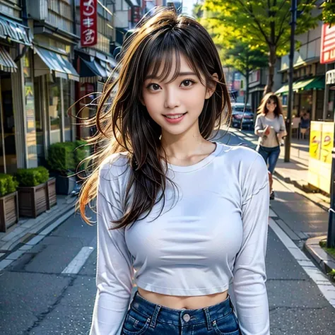 (8k resolution, RAW Photo Format, Outstanding quality, masterpiece:1.2), Professional lighting setup with emphasis on cinematic atmosphere, Sharp and precise focus with clear depth of field, One Japanese woman, Age 25、Black hair fluttering in the wind、Silk...