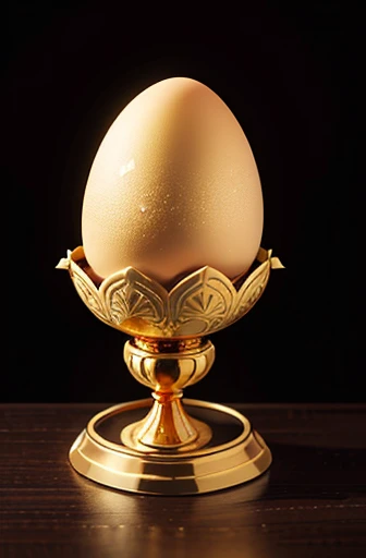 High resolution, (a golden decorated egg:1.3),Glowing, on a beautiful decorated stand