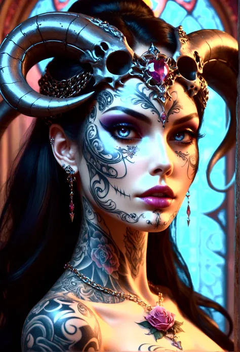 beautiful digital artwork, beautiful digital art, detailed gorgeous face, 10k high quality detailed art, very beautiful digital art, digital art. highly detailed, beautiful detailed body, Create a hyper detailed photograph of a perfectly simetrical skull t...