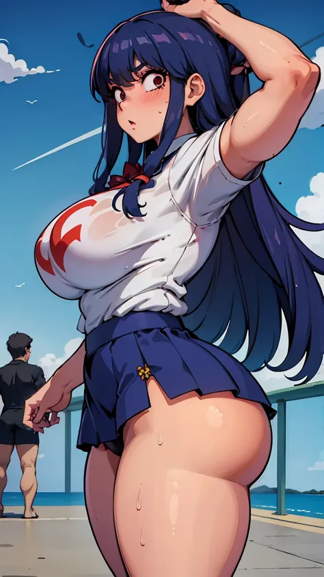 A Naughty innocent shampoowaifu SWEATING WET: athletic perfect. Title: Girl and her uncle. A big fat ugly Man with a BELLY in the background. A very NAUGHTY IMAGE OF A BUSTY TEEN schoolgirl WEARING A school uniform WITH A SKIRT, VISIBLE TIGHT TINY THONG SH...