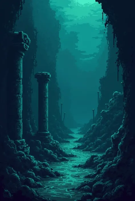 Dark seabed in pixel art